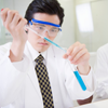 Two researchers working in laboratory