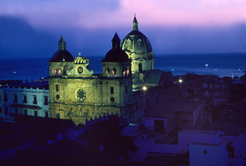 The Church of San Pedro Claver rises above Cartagena, Colombia