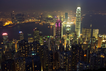 China, Hong Kong, elevated view of city