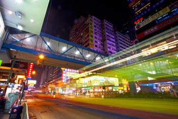 China, Hong Kong, Wan chai shopping centre at night