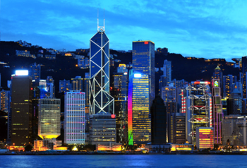 view of hong kong skyline with bank of china