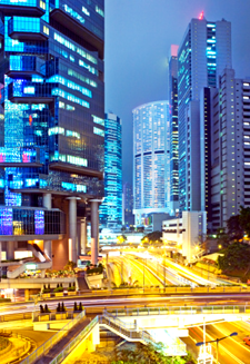 Central Hong Kong, China. Financial district office buildings, skyline