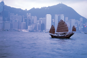 Hong Kong Harbor at dawn , China