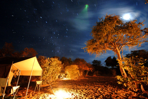 6 minute exposure of the sky in a camp site in Botswana